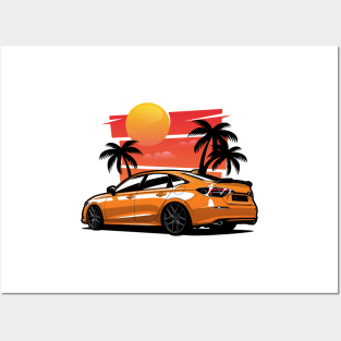 Orange Civic SI Sunset Palms Posters and Art